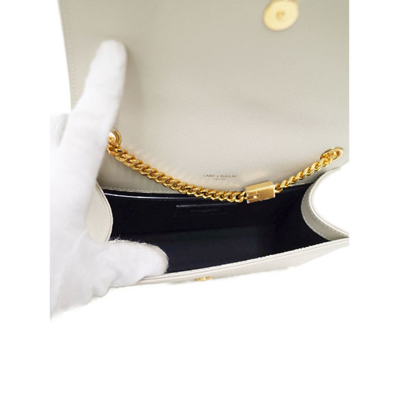 Saint Laurent Logo Kate Chain Shoulder Bag White - Picture 3 of 9